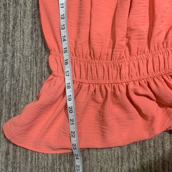 Brand New Nine West Women's Small Salmon Pink Peplum Square Neck Blouse Top - Picture 6 of 7